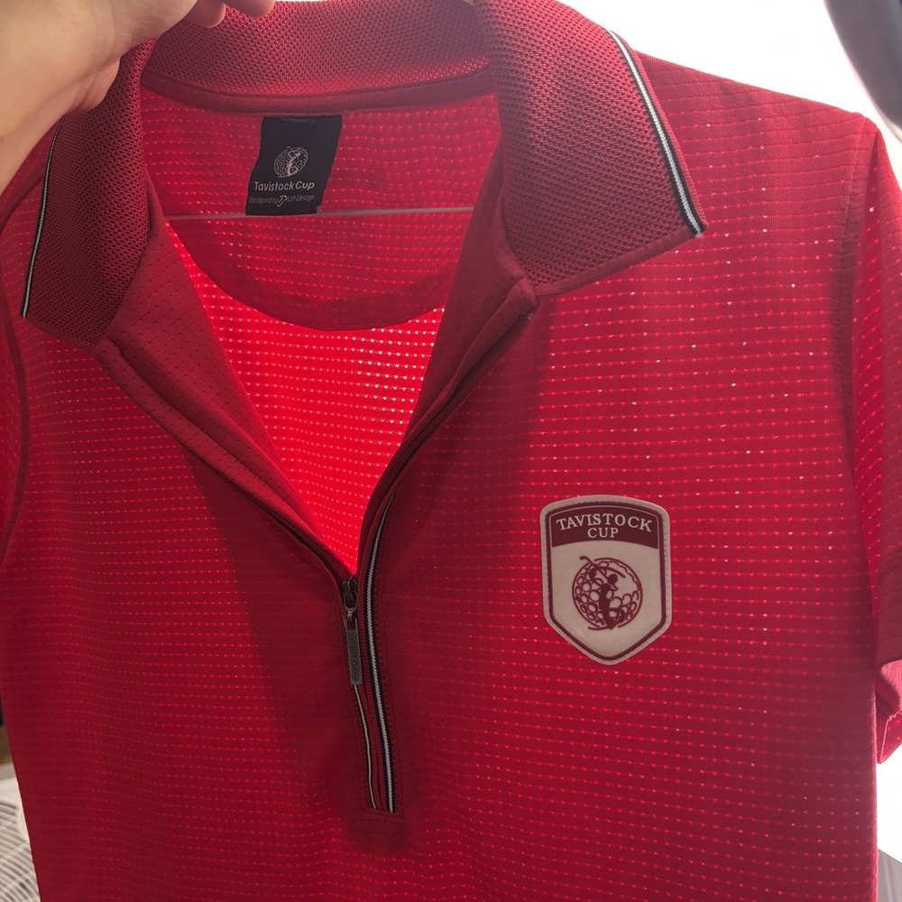 Tavistock Cup Golf Polo Shirt Women's M Red Athletic Perforated Performance Top - Picture 2 of 6